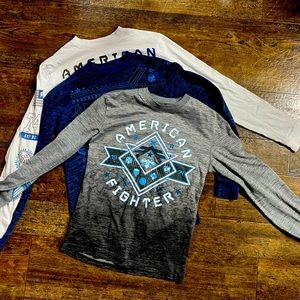 American Fighter Long Sleeve Shirts, Small Youth Boy, Bundle of 3